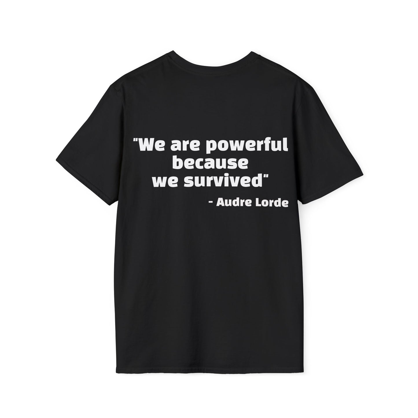 Audre Lorde Quote Tee with Rainbow Patch