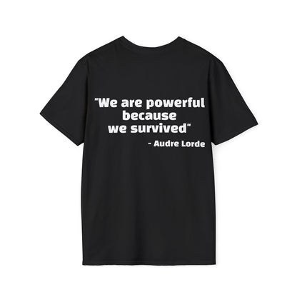 Audre Lorde Quote Tee with Rainbow Patch