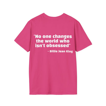 Billie Jean King Quote Tee with Rainbow Patch