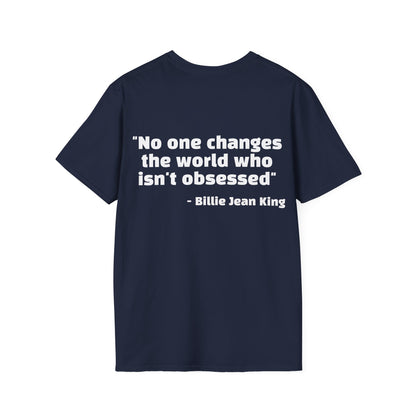 Billie Jean King Quote Tee with Rainbow Patch