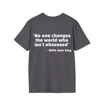 Billie Jean King Quote Tee with Rainbow Patch